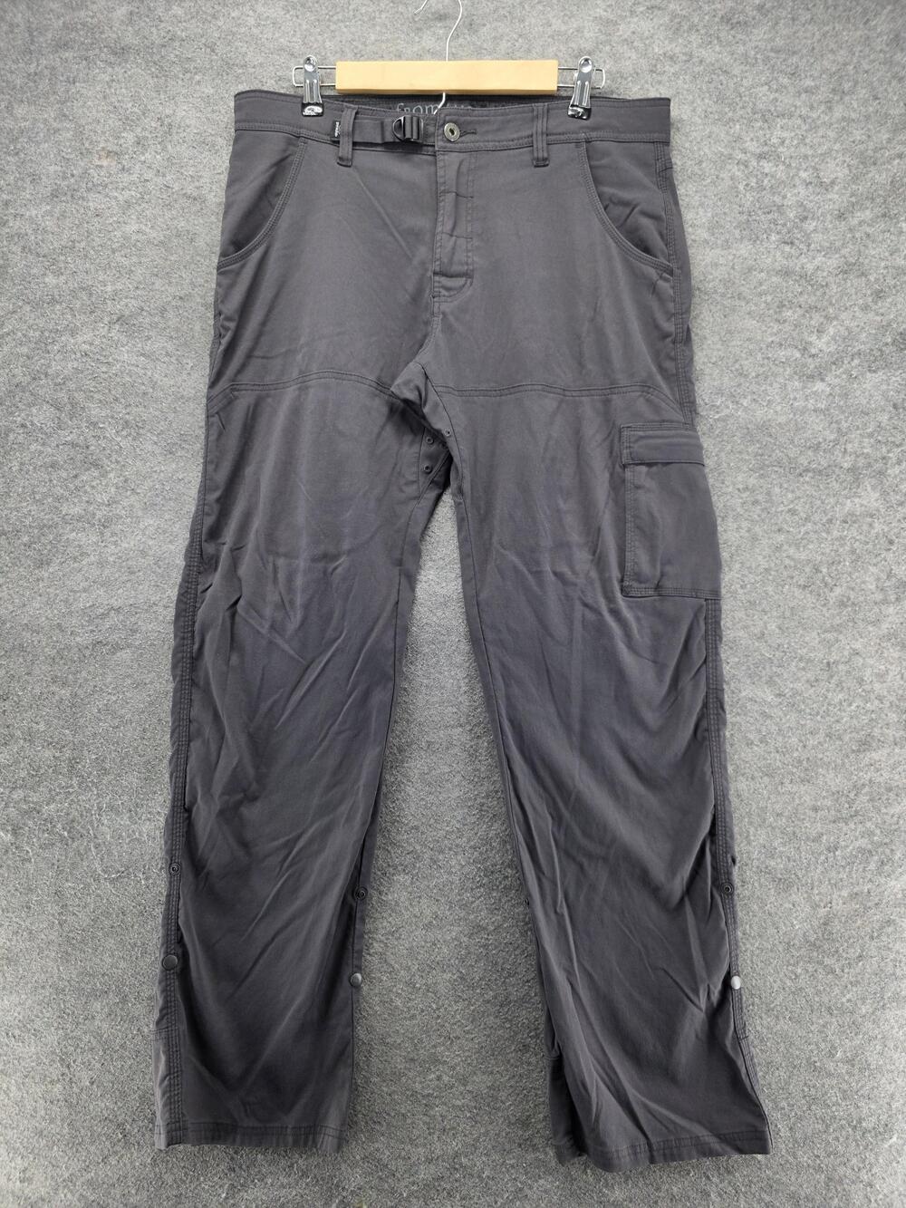 PrAna Pants Mens 34 Gray Khakis Twill Relaxed Stretch Adjustable Waist Pockets